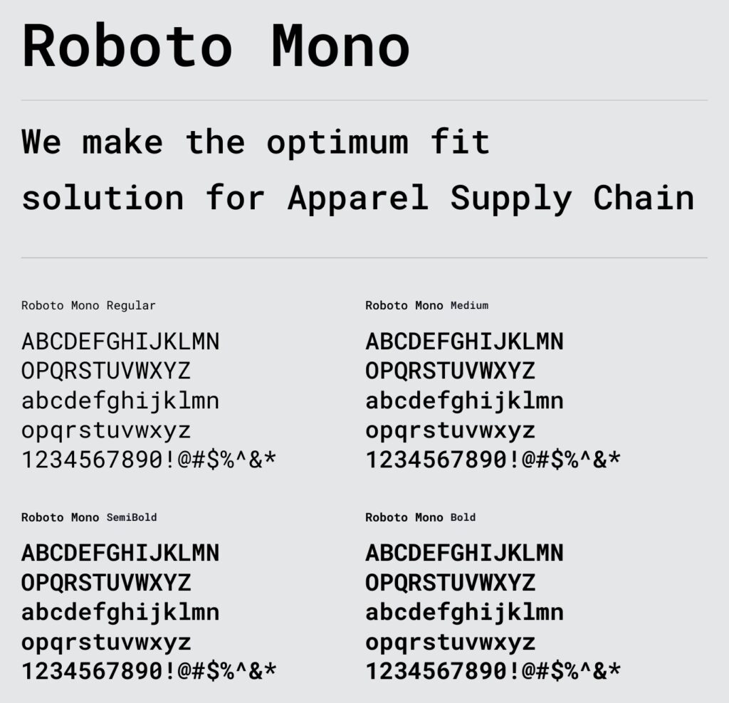 Roboto Mono 서체 견본