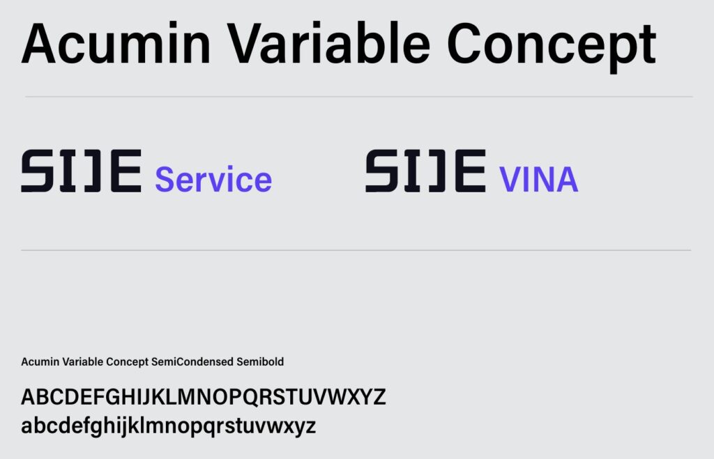 Acumin Variable Concept 서체와 계열사 로고 예시 Service, VINA